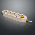 Computer Power Strip With Multiple Sockets White Design Orange Switch And Cable