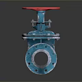 Industrial Valve With Blue Body And Red Handwheel For Industrial Systems