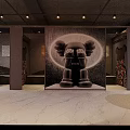 AIMILI Bar Interior Design With Cocktail Whisky Red Bear Sculpture Marble Floor And Chandeliers