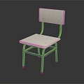 Minimalist White Chair With Blue Metal Frame Flat Backrest And Seat
