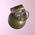 Green Hand Grenade With Fragmentation Type Metal Pin Fuse Top And Yellow Text