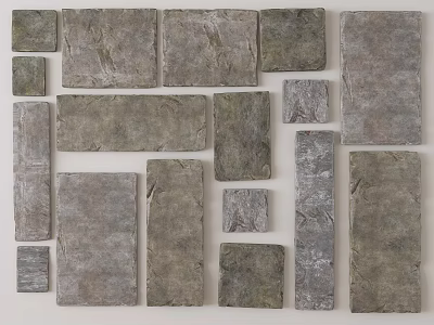 Decorative Background Wall Design With Various Shaped Stone Tiles And Natural Textures 3d model