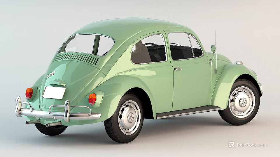 Green Vintage Volkswagen Beetle With Classic Design Shiny Exterior And Retro Style 3d model 