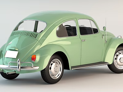 Green Vintage Volkswagen Beetle With Classic Design Shiny Exterior And Retro Style 3d model