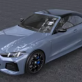 Light Blue BMW Convertible Sports Car With Black Roof And Blue Accented Wheels