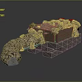 Cartoon Scene With Stone Structure Broken Bricks Curved Pipe And Platform Base