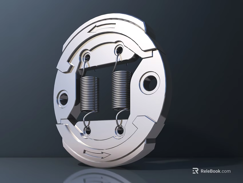 Smart Machine Precision Circular Silver Component With Dual Springs And Mechanical Design 3d model 