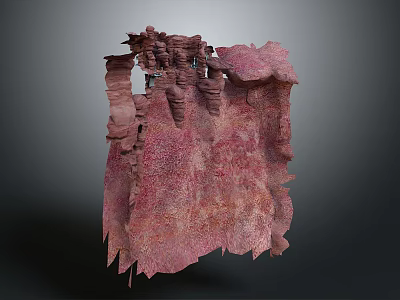 Red Layered Wooden Stone Structure With Natural Textured Surface And Patterns 3d model