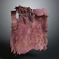 Red Layered Wooden Stone Structure With Natural Textured Surface And Patterns
