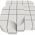 Minimalist Modern Flower Stand With White Geometric Cubes And Curved Blocks