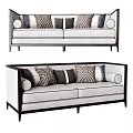 New Chinese-style Double Sofa Multi-person Sofa Long Sofa Pillow Leisure Sofa Luohan Bed 3d model