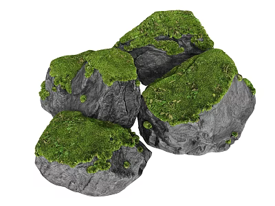 Moss landscape stone 3d model