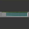 Long Strip Building Component With Blue Panels And Gray Base Structure