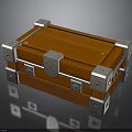 Orange Wooden Chest With Metal Locks Corner Brackets And Shiny Surface