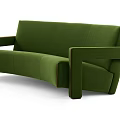 Green Multi Person Sofa with Modern Curved Design and Stylish Upholstered Armrests