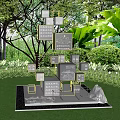 Outdoor Garden Landscape Sculpture With Stacked Geometric Metal Cubes And Night Illumination