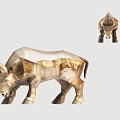 Modern Bull Shaped Metallic Ornamental Decor Set With Gold And White Finish