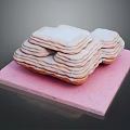 Delicate Stacked Flaky Cookies Arranged On Pink Tray For Pastry