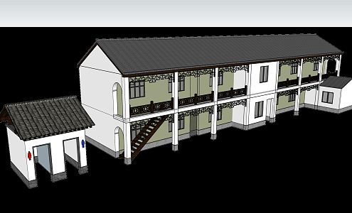 New Chinese Style Folk House Rural Folk House 3d model