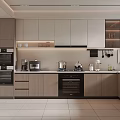 Modern Kitchen Interior With Light Cabinets Black Appliances And Sleek Countertop