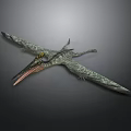 Realistic 3D Pterosaur Creature with Spread Wings Cranial Crest and Long Beak in Flying Pose