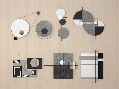 Modern wall decoration pendant three-dimensional painting hanging painting combination 3d model