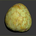 Yellow Textured Sugar Apple Fruit on Gray Reflective Background Surface