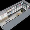 Modern Retail Store Interior With Display Shelves Large Screen And Spotlights