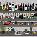 Assorted Wine Bottles Glasses Fresh Fruits and Plants in Bar Area