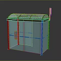 Outdoor Shelter Structure With Transparent Curved Roof Metal Frame Glass Walls And Blue Warning Tape