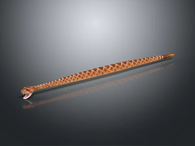 Brown And Orange Patterned Snake With Long Slender Body On Smooth Reflective Surface 3d model