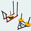 Red Black Frame Playground Equipment With Yellow Round Parts And Horizontal Bars