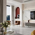 Modern Elegant Dining And Living Room Interior With Chandelier Dining Table And Blue Chairs