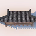 Traditional Chinese Roof Component with Curved Eaves and Intricate Carved Details