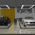 Modern Indoor Parking Garage Featuring Cars Yellow Walls White Lighting And Reflective Clean Floors