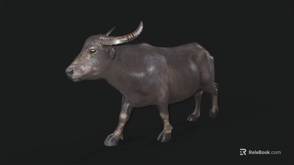 Buffalo 3D Model With Realistic Horn Details And Textured Skin Appearance 3d model 