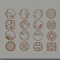 Wooden Lattice Windows with Various Shapes and Traditional Chinese Carved Patterns