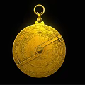 Golden Circular Jewelry Pendant With Intricate Engraved Patterns And Hanging Loop