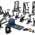Different Types of Sports Equipment Including Dumbbells Treadmills Exercise Bikes And Fitness Balls