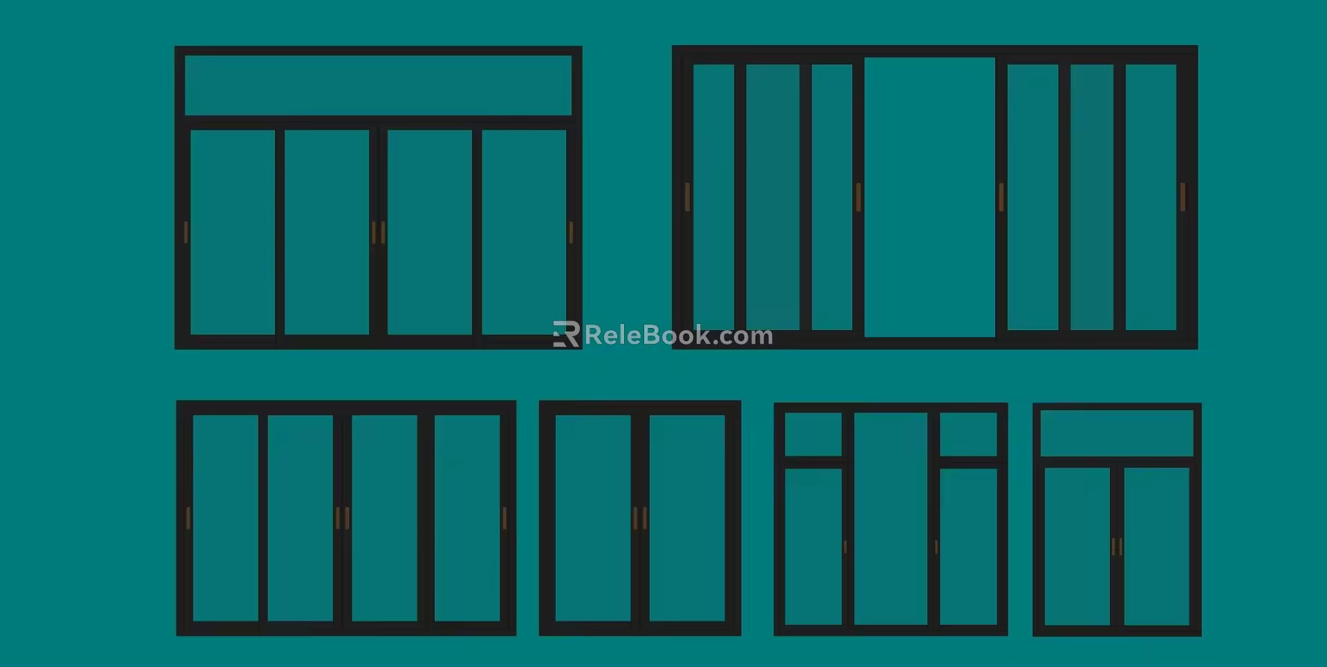 Multiple doors and windows 3d model