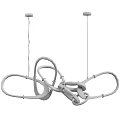 Modern Gold Metal Chandelier With White Circular Intertwined Rings Hanging Lighting Design