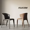 Modern POLIFORM Dining Chairs With Dark And Light Brown Leather And Modern Design