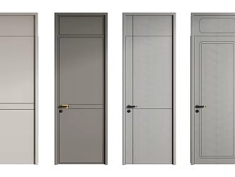 Modern swing door single door bedroom door 3d model