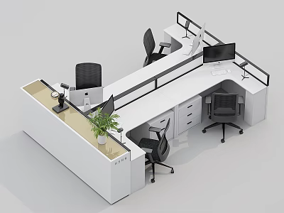 Staff station desk 3d model