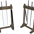 Wooden Sword Racks With Multiple Swords Placed On Display Stand 3d model