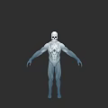 Game Movie Character With White Skeleton Head And Blue Body Spider Web Pattern