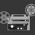 Vintage Projection Monitoring Equipment With Film Reels And Control Knobs On Dark Surface