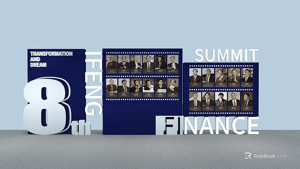 Commercial Equipment For 8th Finance Summit With Photo Exhibition Boards 3d model 