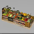 Fresh Colorful Fruits and Vegetables on Wooden Market Stall with Assorted Berries Pineapples and Greens