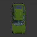 Green Vintage Car With Roof Rack And Shiny Exterior On Black Background
